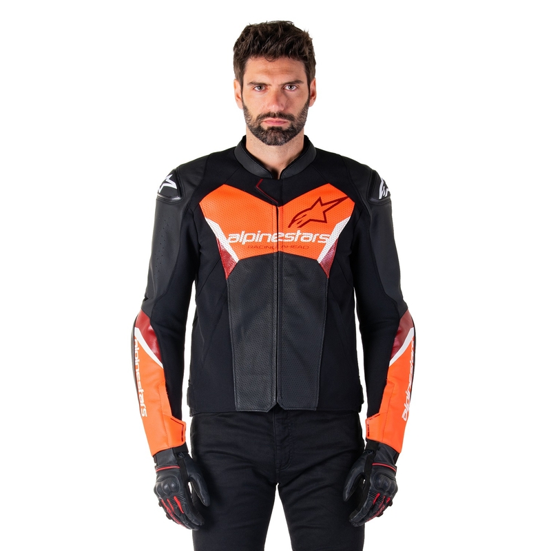 Alpinestars Faster 3 Airflow motoros bőrkabát fekete-fluo piros