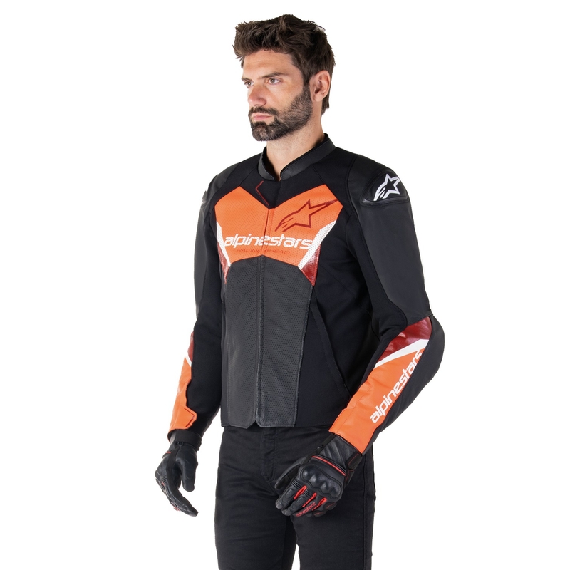 Alpinestars Faster 3 Airflow motoros bőrkabát fekete-fluo piros