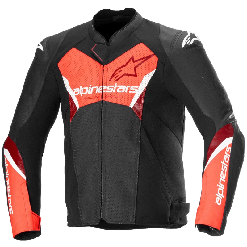 Alpinestars Faster 3 Airflow motoros bőrkabát fekete-fluo piros