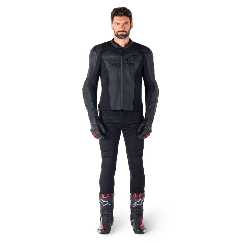 Alpinestars Faster 3 Airflow motoros bőrkabát teljes fekete