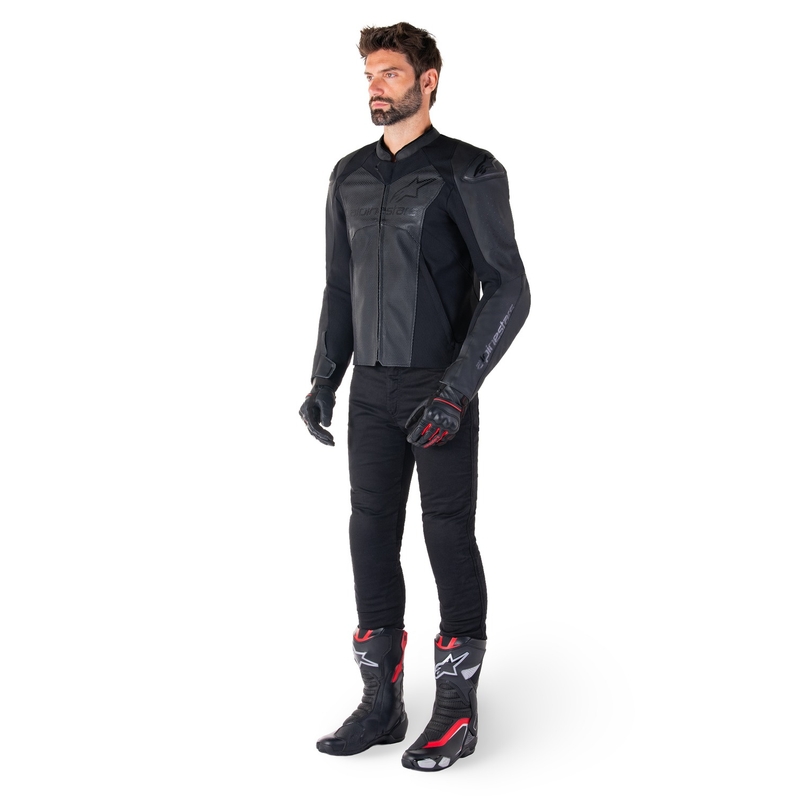 Alpinestars Faster 3 Airflow motoros bőrkabát teljes fekete