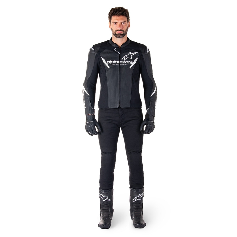 Alpinestars Faster 3 Airflow motoros bőrkabát fekete-fehér