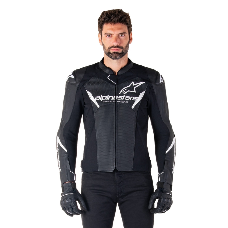 Alpinestars Faster 3 Airflow motoros bőrkabát fekete-fehér