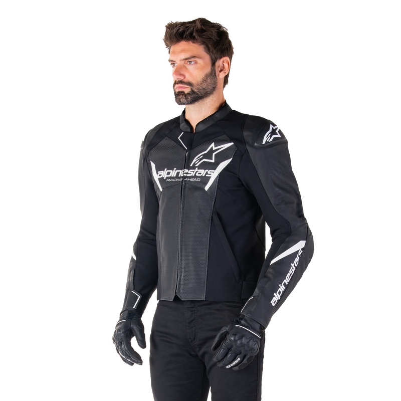 Alpinestars Faster 3 Airflow motoros bőrkabát fekete-fehér