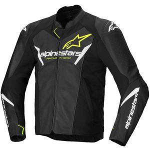 Alpinestars Faster 3 Airflow motoros bőrkabát fekete-fehér-fluo sárga
