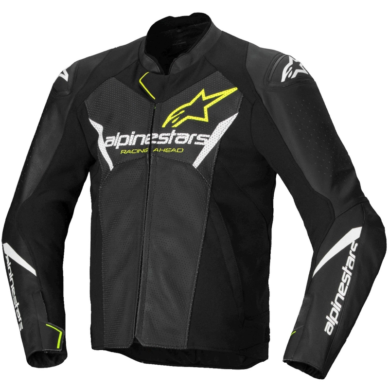 Alpinestars Faster 3 Airflow motoros bőrkabát fekete-fehér-fluo sárga