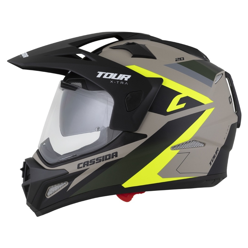 Cassida Tour 2.0 X-tra enduro bukósisak matt homokbarna-fluo sárga-zöld-fekete