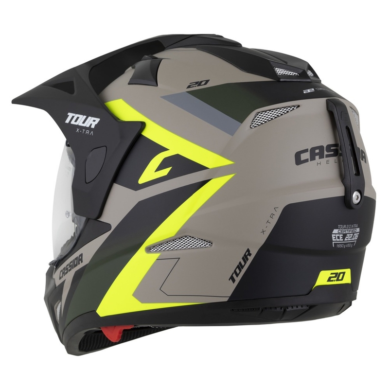 Cassida Tour 2.0 X-tra enduro bukósisak matt homokbarna-fluo sárga-zöld-fekete