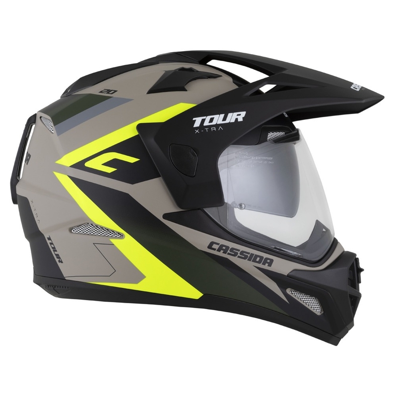 Cassida Tour 2.0 X-tra enduro bukósisak matt homokbarna-fluo sárga-zöld-fekete