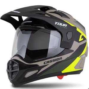 Cassida Tour 2.0 X-tra enduro bukósisak matt homokbarna-fluo sárga-zöld-fekete