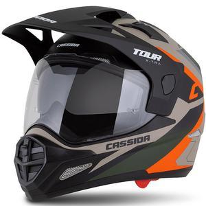 Cassida Tour 2.0 X-tra enduro bukósisak matt homokbarna-narancssárga-zöld-fekete