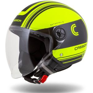 Cassida Handy Metropolis Safety nyitott bukósisak fluo sárga-fekete-fényvisszaverős szürke