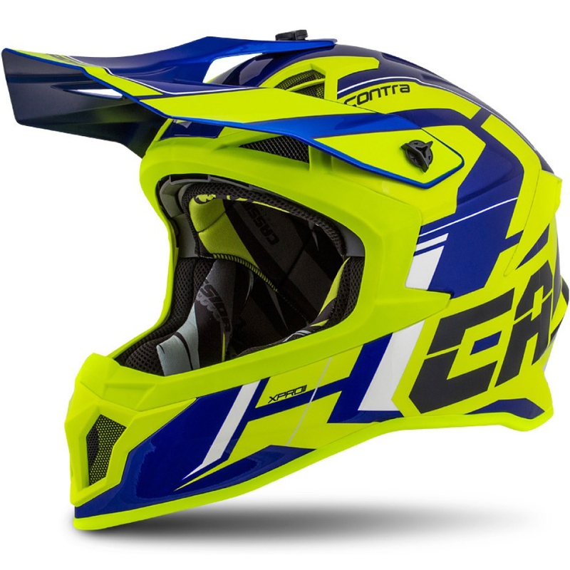Motocross sisak Cassida Cross Pro II Contra fluo sárga-kék-fehér