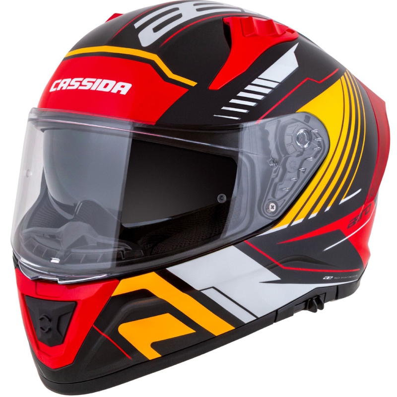 Cassida Aero Drome zárt motoros sisak gyöngyházfekete-narancssárga-piros-fehér