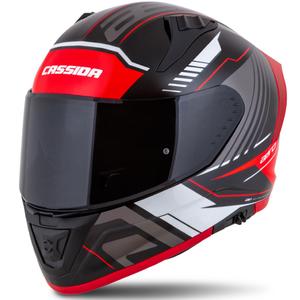 Cassida Aero Drome zárt motorkerékpár sisak fekete-piros-fehér-szürke