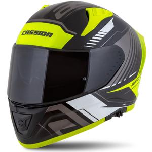 Cassida Aero Drome zárt motorkerékpár sisak fekete-fluo sárga-fehér-szürke-