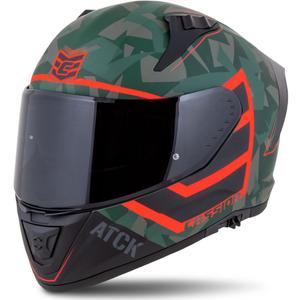 Cassida Aero ATCK zárt motorkerékpár sisak camo zöld-fekete-szürke-narancssárga