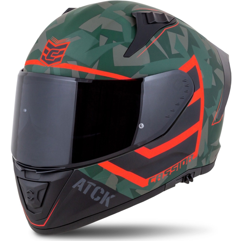Cassida Aero ATCK zárt motorkerékpár sisak camo zöld-fekete-szürke-narancssárga