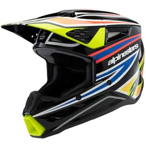 Alpinestars S-M3 WURX 2025 gyerek motokrossz bukósisak fekete-fluo sárga-kék-piros