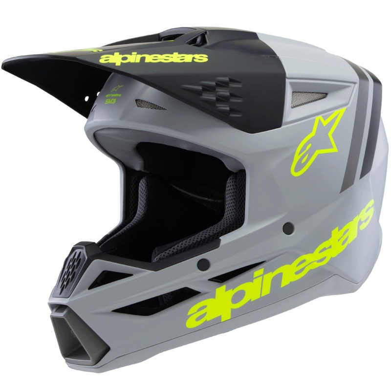 Alpinestars S-M3 RADIUM gyermek motocross sisak matt szürke-fluo sárga-fekete