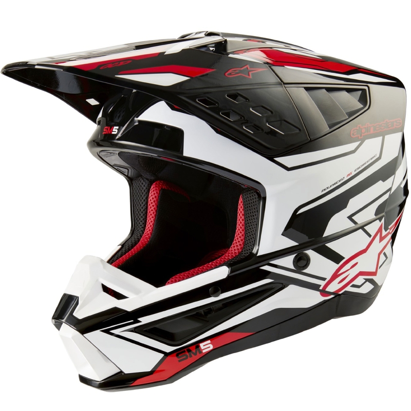 Alpinestars S-M5 Action 2 motokrossz bukósisak fekete-fehér-fluo piros