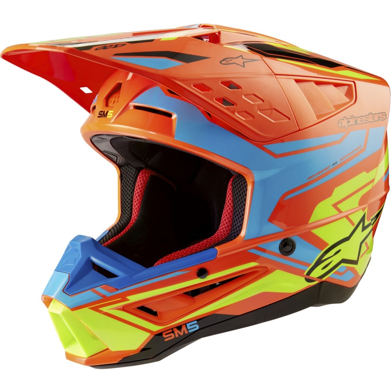 Alpinestars S-M5 Action 2 motokrossz bukósisak fluo narancssárga-világoskék- fluo sárga