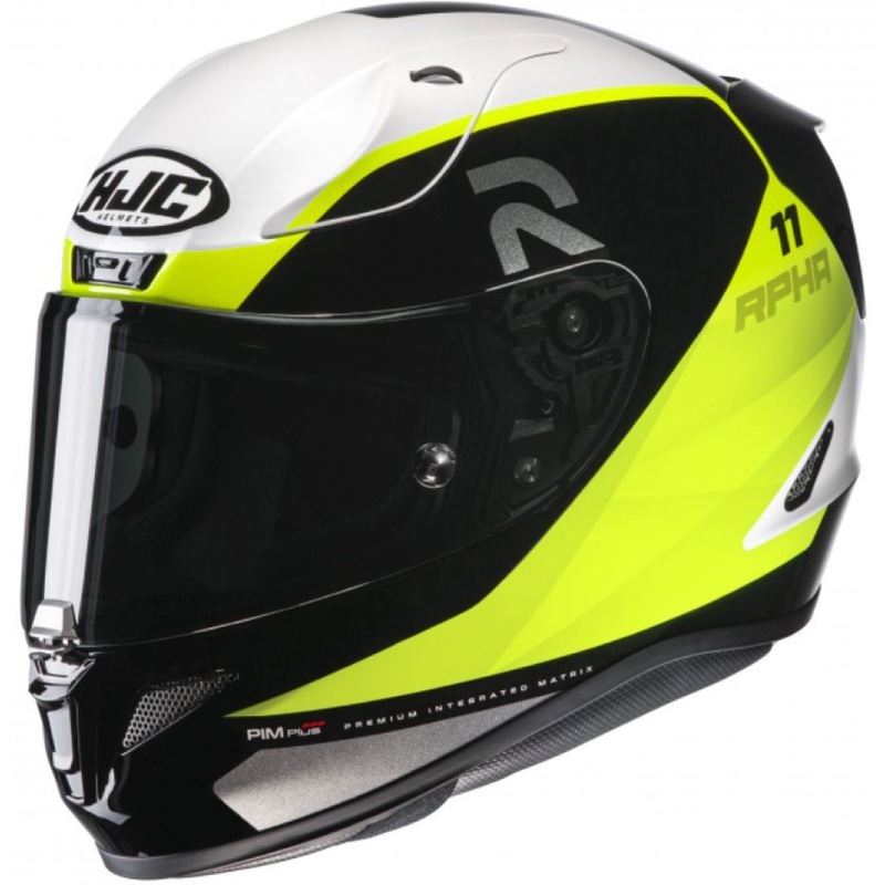Beépített motoros sisak HJC RPHA 11 Texen MC3H fehér-sárga-fekete