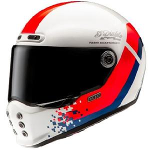 HJC V10 Fabio Quartararo 20 Retro zárt motoros bukósisak fehér-piros-kék