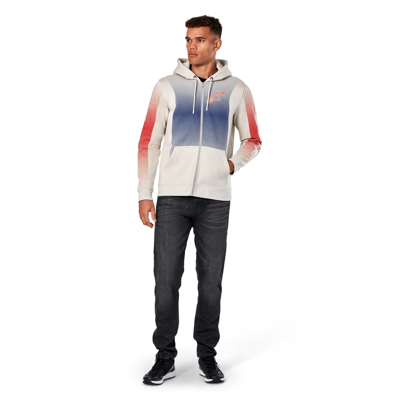 Alpinestars Arising Hoodie kapucnis pulóver offwhite-kék-piros