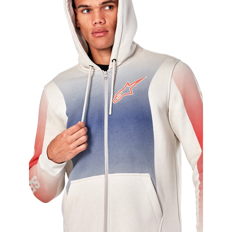 Alpinestars Arising Hoodie kapucnis pulóver offwhite-kék-piros