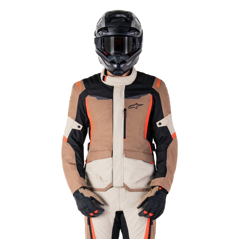 Alpinestars ST-1 Waterproof motorkerékpár kabát khaki-homokbarna-fekete-fluo piros