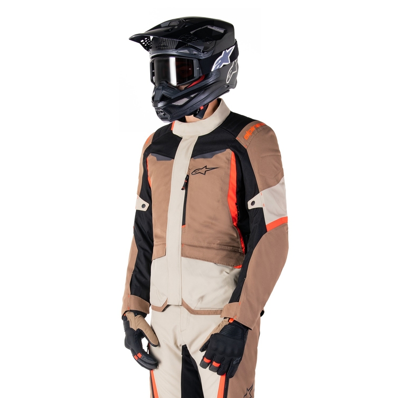 Alpinestars ST-1 Waterproof motorkerékpár kabát khaki-homokbarna-fekete-fluo piros