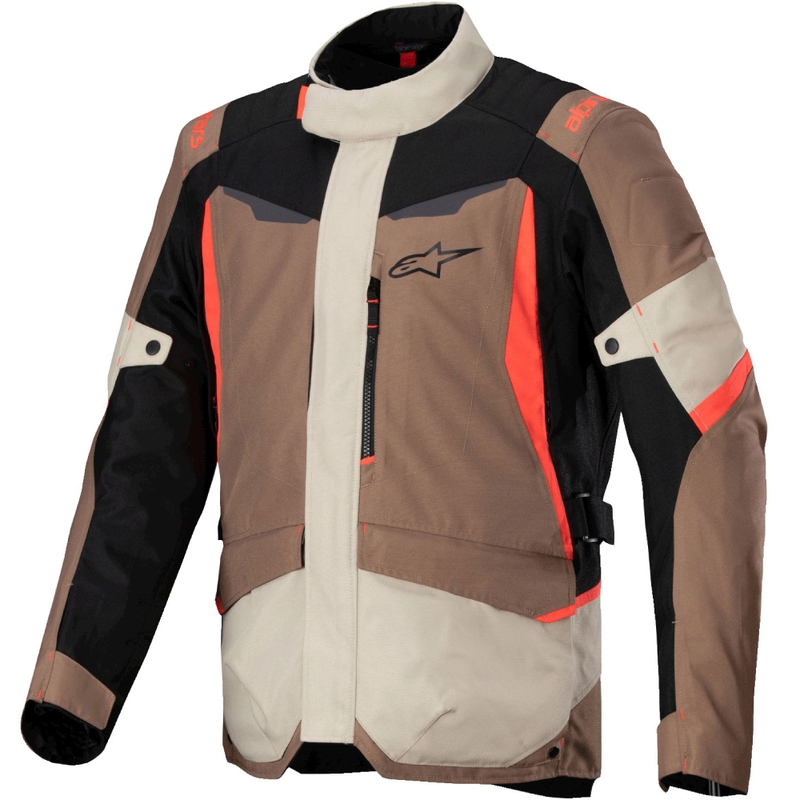 Alpinestars ST-1 Waterproof motorkerékpár kabát khaki-homokbarna-fekete-fluo piros