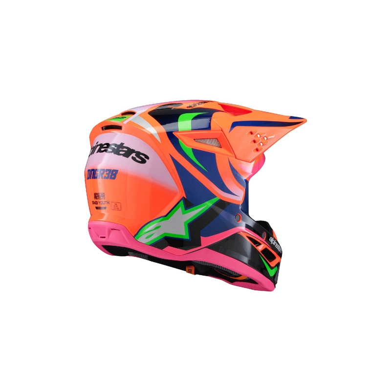 Alpinestars S-M3 HAIDEN DEEGAN gyerek motokrossz bukósisak fluo narancssárga-lila-rózsaszín-zöld