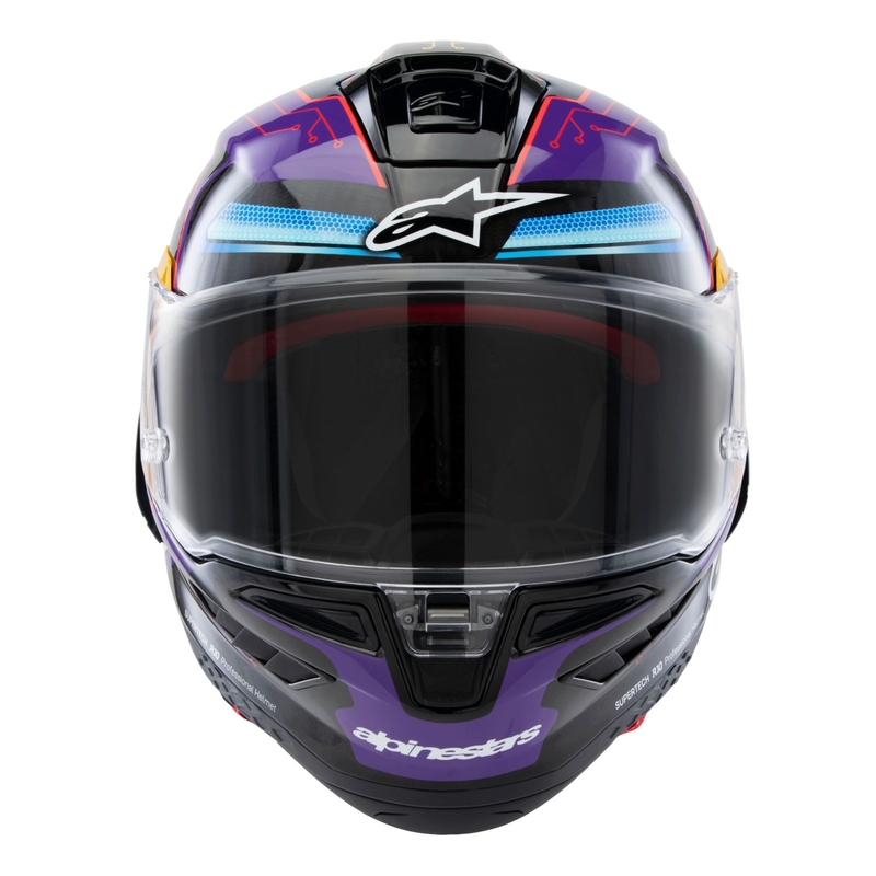 Alpinestars Supertech R-10 limitált kiadású Martinator Jorge Martin zárt motoros bukósisak kék-lila-piros-sárga