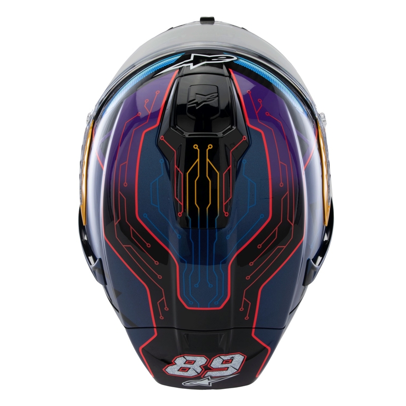Alpinestars Supertech R-10 limitált kiadású Martinator Jorge Martin zárt motoros bukósisak kék-lila-piros-sárga