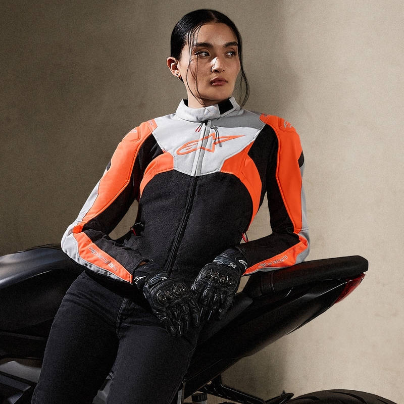 Alpinestars Stella T-Jaws 4 Waterproof női motoros kabát fekete-szürke-fluo piros