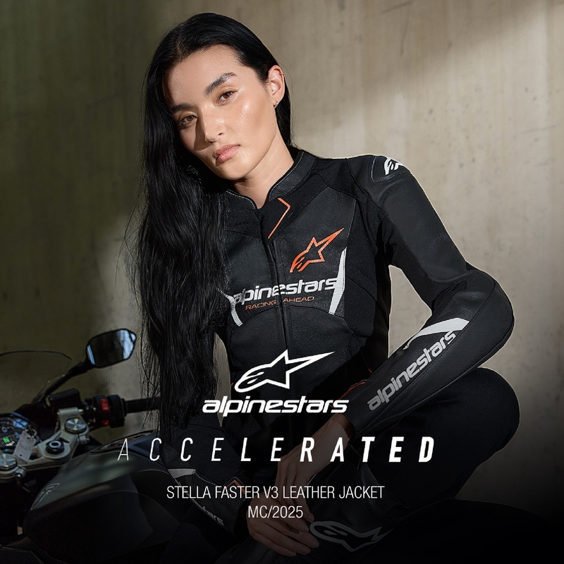 Alpinestars Stella Faster 3 női motoros bőrkabát fekete-fehér-fluo piros