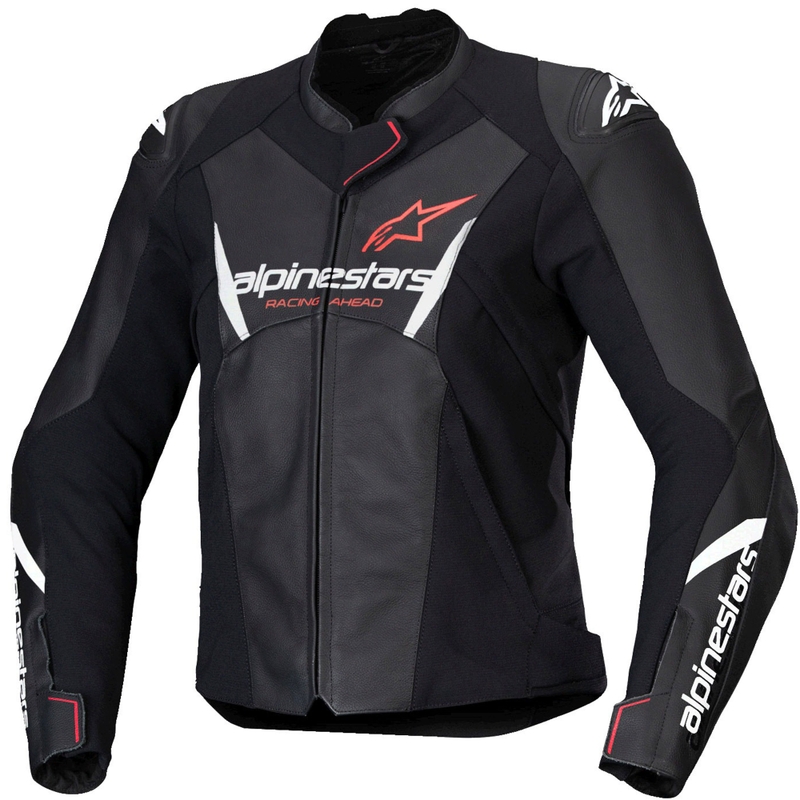 Alpinestars Stella Faster 3 női motoros bőrkabát fekete-fehér-fluo piros
