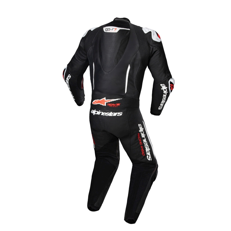 Alpinestars GP-R7 Tech-Air ready/kompatibilis egyrészes bőr motoros overál fekete-fehér-fluo piros