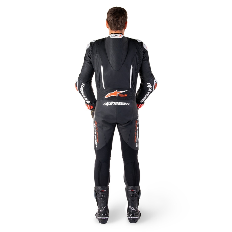 Alpinestars GP-R7 Tech-Air ready/kompatibilis egyrészes bőr motoros overál fekete-fehér-fluo piros