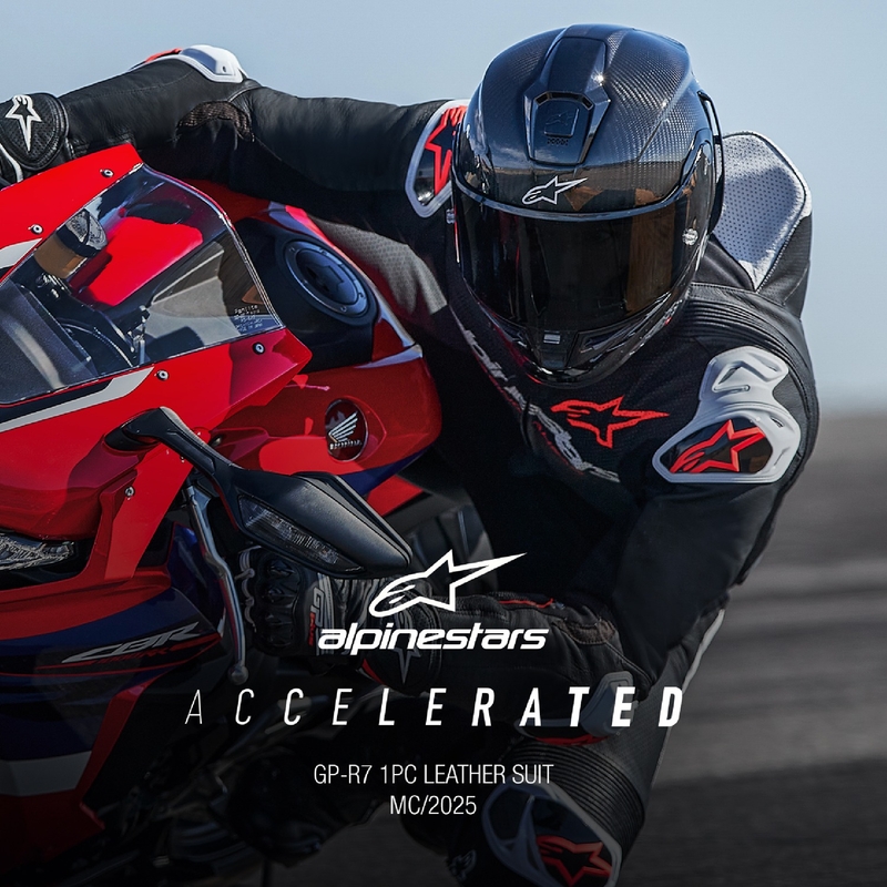Alpinestars GP-R7 Tech-Air ready/kompatibilis egyrészes bőr motoros overál fekete-fehér-fluo piros
