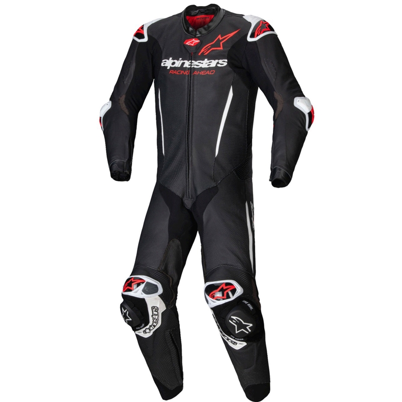 Alpinestars GP-R7 Tech-Air ready/kompatibilis egyrészes bőr motoros overál fekete-fehér-fluo piros