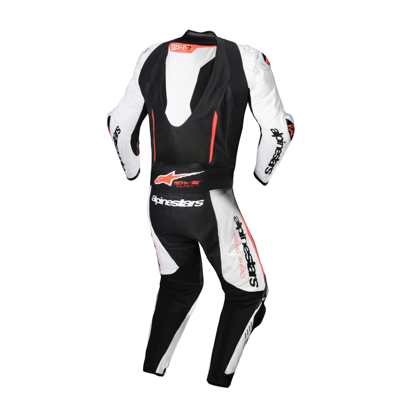 Alpinestars GP-R7 Tech-Air ready/kompatibilis egyrészes bőr motoros overál fehér-fekete-fluo piros