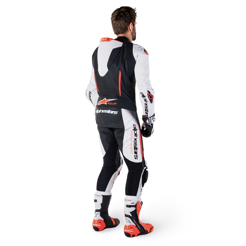 Alpinestars GP-R7 Tech-Air ready/kompatibilis egyrészes bőr motoros overál fehér-fekete-fluo piros