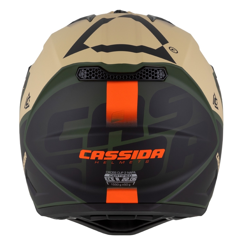 Cassida Cross Cup 2 Napa motokrossz bukósisak matt homokos-zöld-narancssárga-fekete