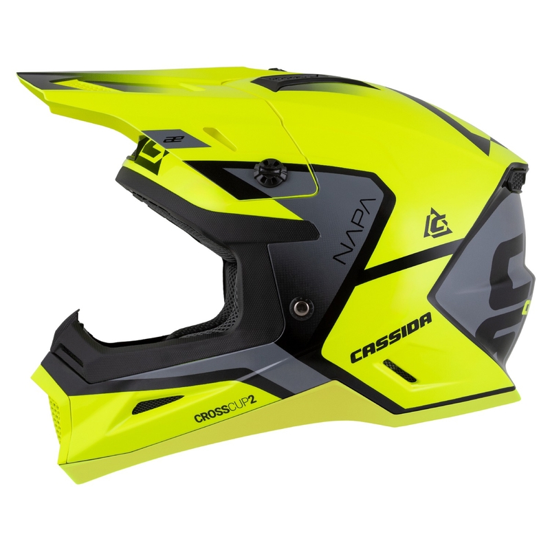 Cassida Cross Cup 2 Napa motokrossz bukósisak fluo sárga-fekete-gyöngyház szürke