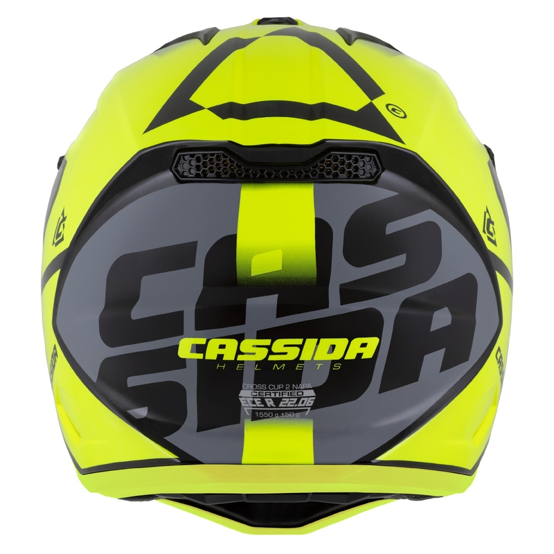 Cassida Cross Cup 2 Napa motokrossz bukósisak fluo sárga-fekete-gyöngyház szürke
