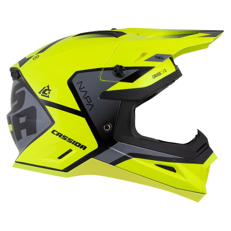 Cassida Cross Cup 2 Napa motokrossz bukósisak fluo sárga-fekete-gyöngyház szürke