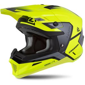 Cassida Cross Cup 2 Napa motokrossz bukósisak fluo sárga-fekete-gyöngyház szürke